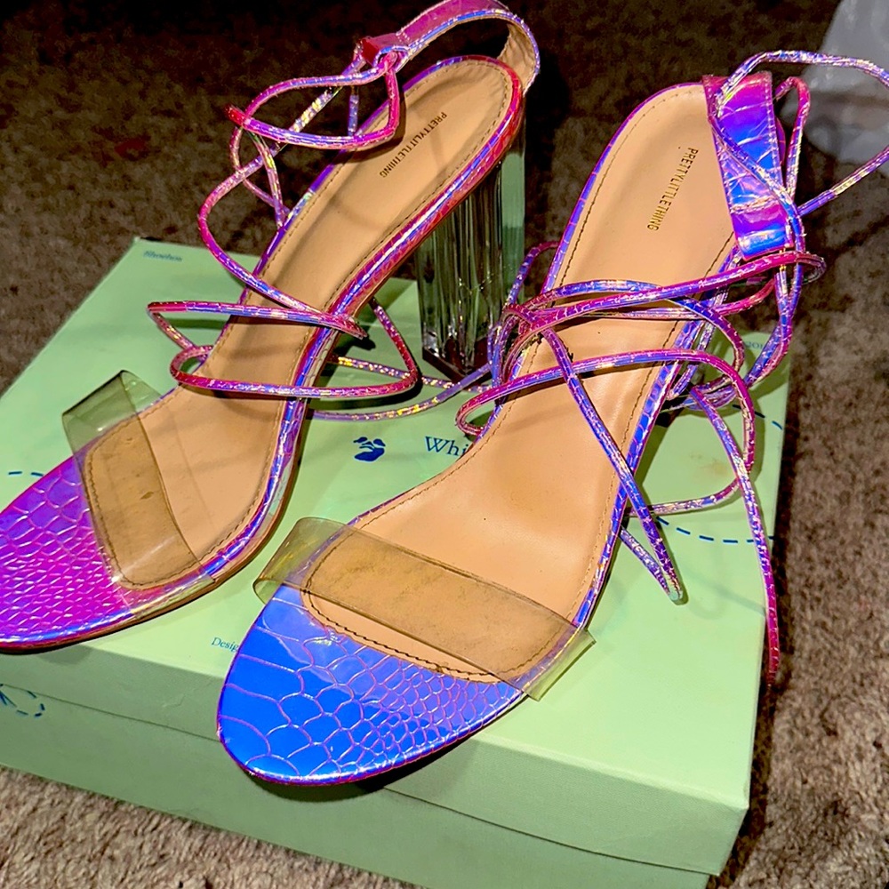 Pink Iridescent Wrap-up Heels 💕